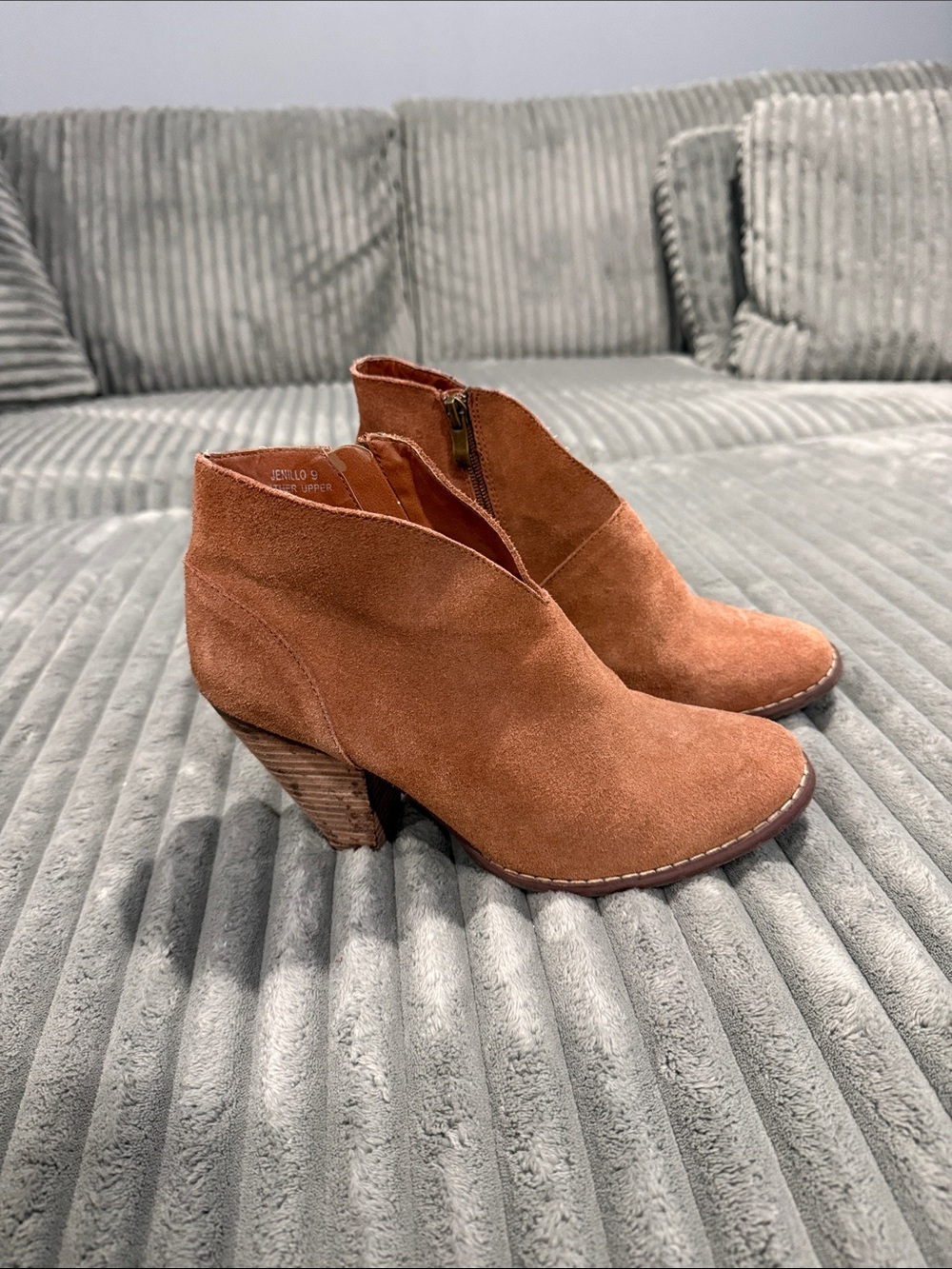 Sabine Suede Ankle Booties in Cognac